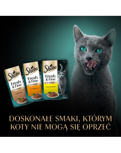 SHEBA Fresh & Fine saszetki 6x50 g mokra karma dla kotów w sosie z kurczakiem, z indykiem, z kaczką