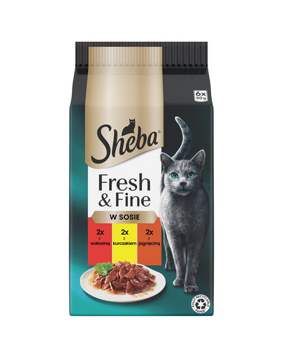 Fresh & Fine saszetki 6x50 g mokra karma dla kotów w sosie z wołowiną, z kurczakiem, z jagnięciną