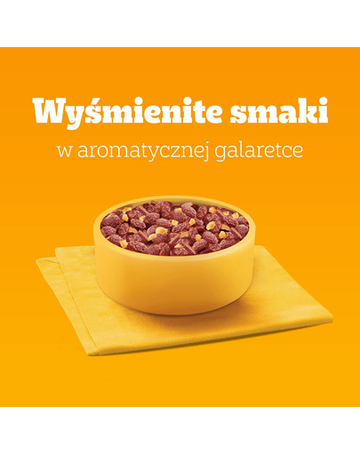 PEDIGREE Adult Protein+ saszetki 4x85 g mokra karma pełnoporcjowa dla dorosłych psów z mieszanką wołowiny i wątróbki, z kurczakiem i wołowiną, z indykiem i kurczakiem, z kaczką i kurczakiem w galaretce