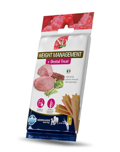 N&D Quinoa Dental Treat Weight management Medium/Maxi 100 g (7 szt) przysmak dentystyczny dla średnich i dużych psów