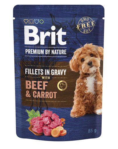 Premium By Nature Dog Fillets in Gravy z wołowiną i marchewką 24x85g