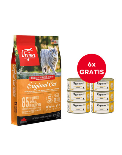 ORIJEN Original Cat 5,4 kg + APPLAWS Cat Adult Mousse Chicken mus z kurczakiem 6 x 70g GRATIS