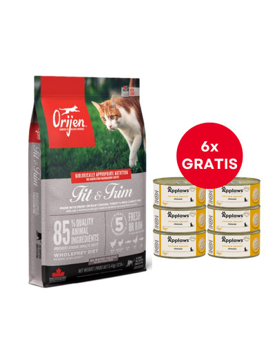 ORIJEN Fit & Trim Cat 5,4 kg + APPLAWS Cat Adult Mousse Chicken mus z kurczakiem 6 x 70g GRATIS