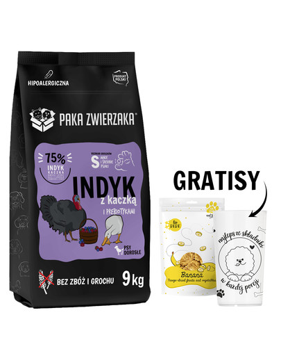 PAKA ZWIERZAKA Seventh Heaven Karma sucha Indyk i kaczka Mini S 9 kg + liofilizowane owoce banan dla psa 30 g i miarka do karmy suchej GRATIS