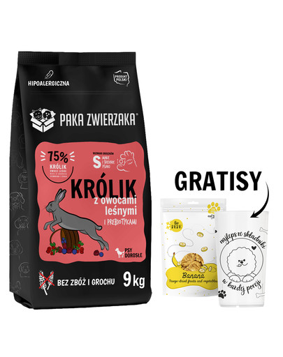 PAKA ZWIERZAKA Seventh Heaven Karma sucha Królik z owocami leśnymi S 9kg + Liofilizowane owoce banan dla psa 30 g i miarka do karmy suchej GRATIS
