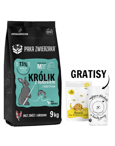 PAKA ZWIERZAKA Seventh Heaven Karma sucha Królik z łososiem M 9kg + Liofilizowane owoce banan dla psa 30 g i miarka do karmy suchej GRATIS