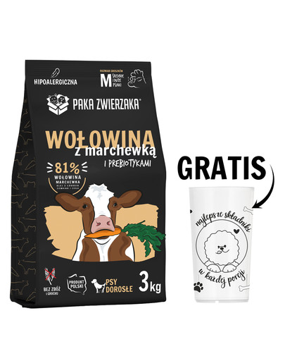 PAKA ZWIERZAKA Seventh Heaven Karma sucha Wołowina z marchewką M 3kg + Miarka do karmy suchej GRATIS