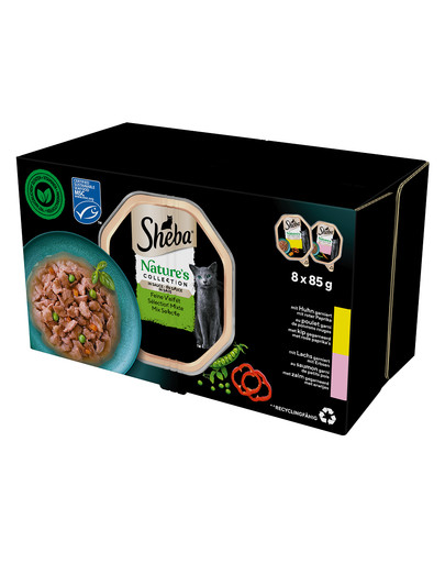 SHEBA Nature’s Collection tacki 8x85 g mokra karma pełnoporcjowa dla dorosłych kotów w sosie