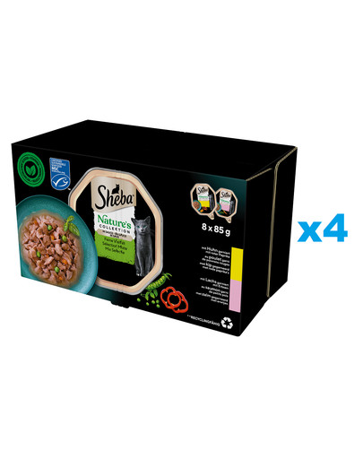 SHEBA Nature’s Collection tacki 32x85 g mokra karma pełnoporcjowa dla dorosłych kotów w sosie