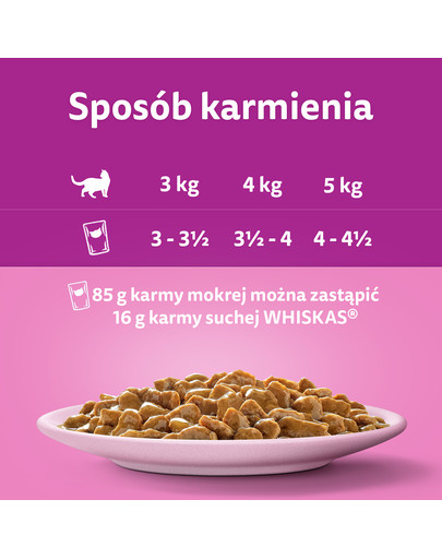 WHISKAS Adult saszetka 85g mokra karma dla dorosłych kotów w sosie