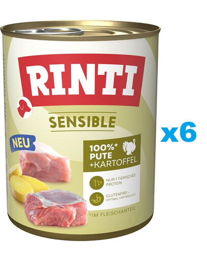 RINTI Sensible Indyk z ziemniakami 6x800g