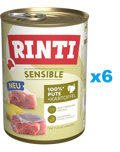 RINTI Sensible Indyk z ziemniakami 6x400 g