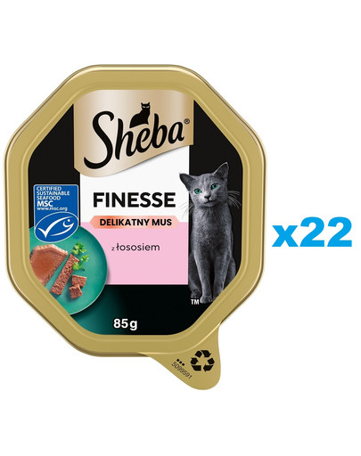 SHEBA Finesse tacka 22x85 g mokra karma pełnoporcjowa dla dorosłych kotów w musie