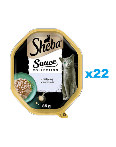 SHEBA Sauce Collection tacka 22x85 g mokra karma pełnoporcjowa dla dorosłych kotów w sosie