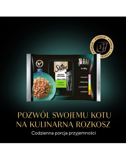 SHEBA Delicacy Fine Flakes saszetki 4x85 g mokra karma pełnoporcjowa dla dorosłych kotów w galaretce