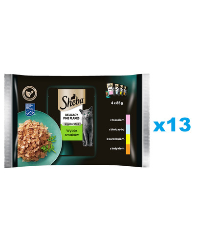 SHEBA Delicacy Fine Flakes saszetki 52x85 g mokra karma pełnoporcjowa dla dorosłych kotów w galaretce