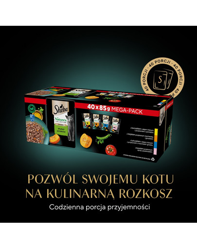 SHEBA Nature’s Collection Mega Pack 40x85 g mokra karma pełnoporcjowa dla dorosłych kotów