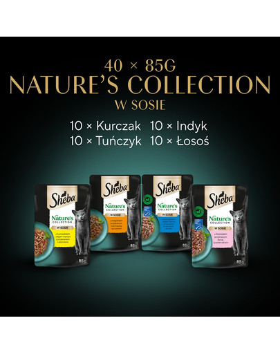 SHEBA Nature’s Collection Mega Pack 40x85 g mokra karma pełnoporcjowa dla dorosłych kotów