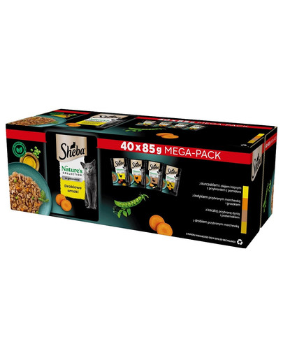 SHEBA Nature’s Collection Mega Pack 40x85 g mokra karma pełnoporcjowa dla dorosłych kotów