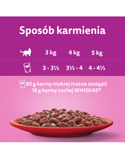 WHISKAS Adult saszetka 4x85g mokra karma dla dorosłych kotów w sosie