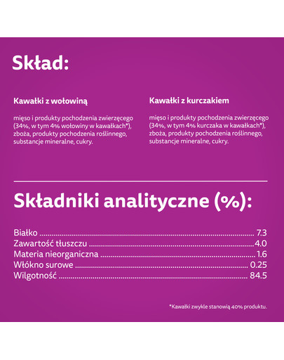 WHISKAS Adult saszetka 4x85g mokra karma dla dorosłych kotów w sosie