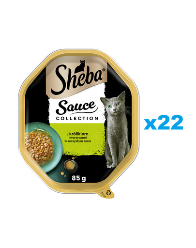 SHEBA Sauce Collection tacka 22x85 g mokra karma pełnoporcjowa dla dorosłych kotów w sosie