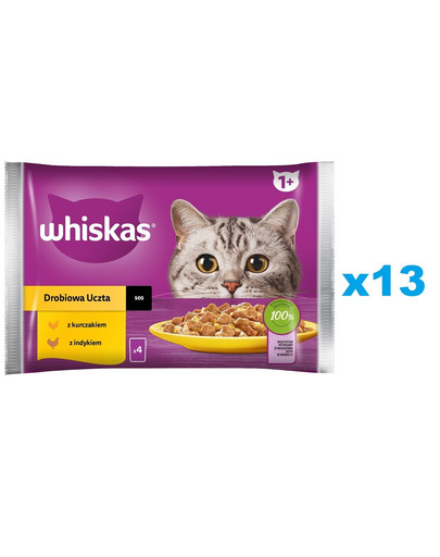 WHISKAS Adult saszetka 52x85g mokra karma dla dorosłych kotów w sosie