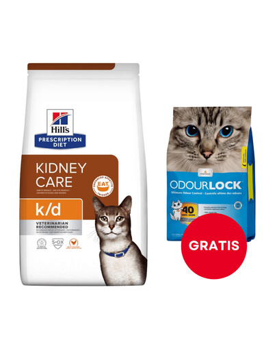 HILL'S Prescription Feline Diet k/d dla kotów 8 kg + żwirek dla kotów 6 kg GRATIS