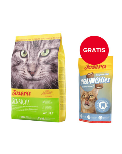 JOSERA SensiCat dla wrażliwych kotów 2 kg + Crunchies Dental 60 g chrupiące przysmaki dla kotów na zęby GRATIS