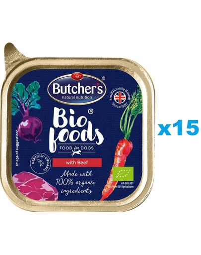 BUTCHER'S Bio Foods pasztet 15x150 g karma dla dorosłych psów