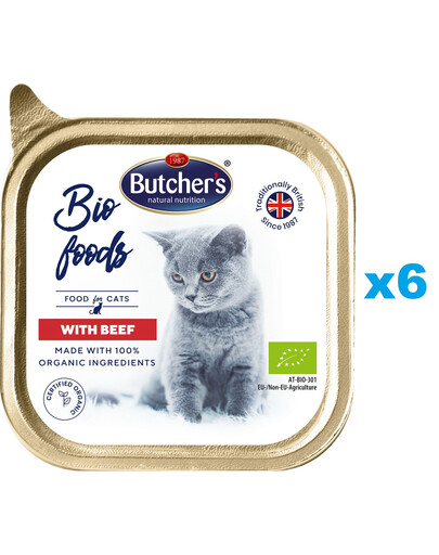 BUTCHER'S BIO Foods pasztet 6x85 g karma dla dorosłych kotów