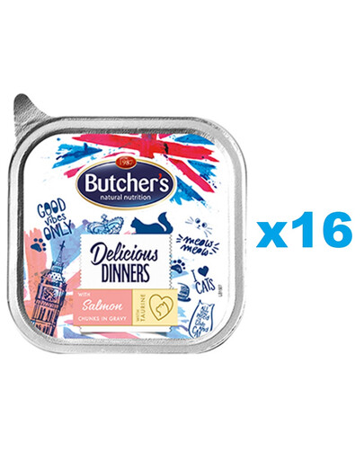 BUTCHER'S Classic Delicious Dinner Cat w sosie 16 x 100 g karma dla dorosłych kotów
