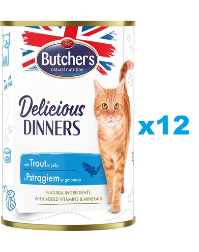 BUTCHER'S Delicious Dinners w galaretce 12 x 400g puszka dla kota
