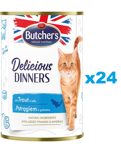 BUTCHER'S Delicious Dinners w galaretce 24 x 400g puszka dla kota