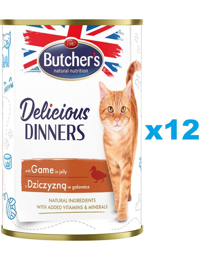 BUTCHER'S Delicious Dinners w galaretce 12 x 400g puszka dla kota