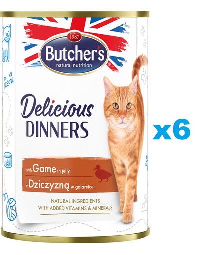 BUTCHER'S Delicious Dinners w galaretce 6 x 400g puszka dla kota