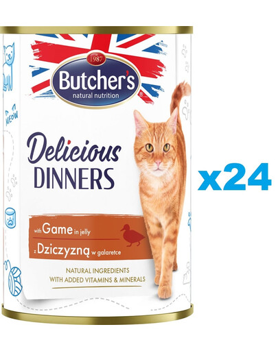 BUTCHER'S Delicious Dinners w galaretce 24 x 400g puszka dla kota