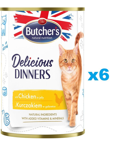 BUTCHER'S Delicious Dinners w galaretce 6 x 400g puszka dla kota