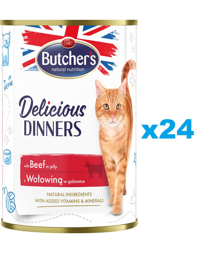BUTCHER'S Delicious Dinners w galaretce 24 x 400g puszka dla kota