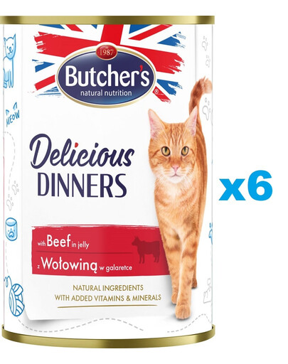 BUTCHER'S Delicious Dinners w galaretce 6 x 400g puszka dla kota