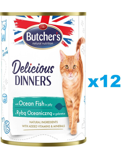 BUTCHER'S Delicious Dinners w galaretce 12 x 400g puszka dla kota