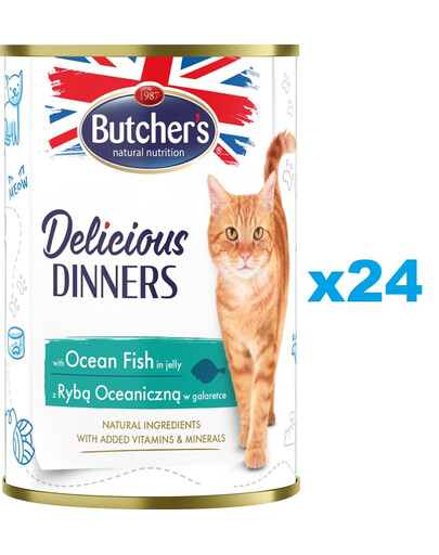 BUTCHER'S Delicious Dinners w galaretce 24 x 400g puszka dla kota