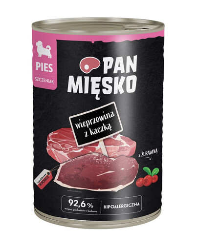 Wieprzowina z kaczką mokra karma dla szczeniąt 400 g