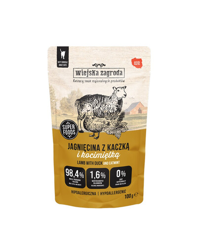 Superfoods Jagnięcina z kaczką i kocimiętką mokra karma dla kota 100 g
