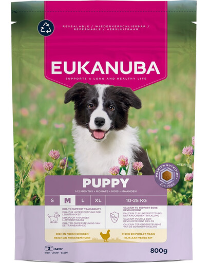 Puppy Medium Breeds Chicken 800 g sucha karma dla szczeniąt ras średnich bogata w świeżego kurczaka