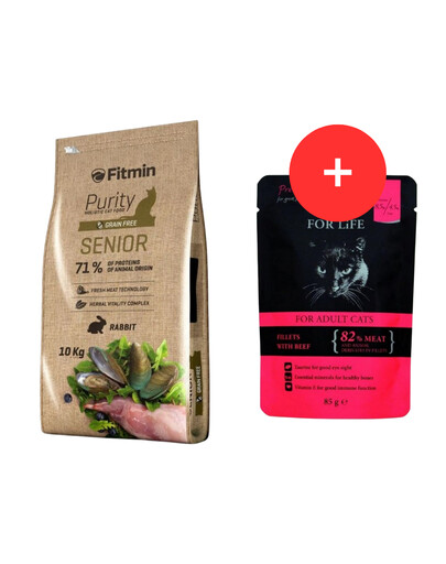 FITMIN Cat Purity Senior 10 kg + mokra karma GRATIS