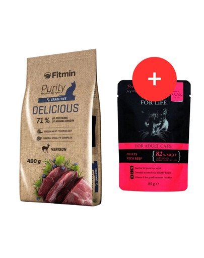 FITMIN Cat Purity Delicious 400 g + mokra karma GRATIS