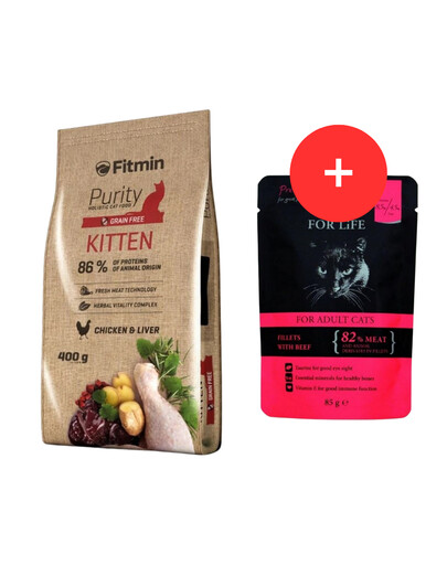FITMIN Cat Purity Kitten 400 g + mokra karma GRATIS
