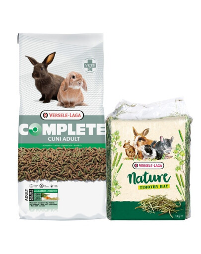 VERSELE-LAGA Ekstrudowana karma dla królików Cuni Complete 1.75 kg + VERSELE-LAGA Siano tymotkowe Timothy Hay 1 kg