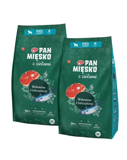 PAN MIĘSKO z ziołami Wołowina z tuńczykiem S 2x20 kg dla ras małych